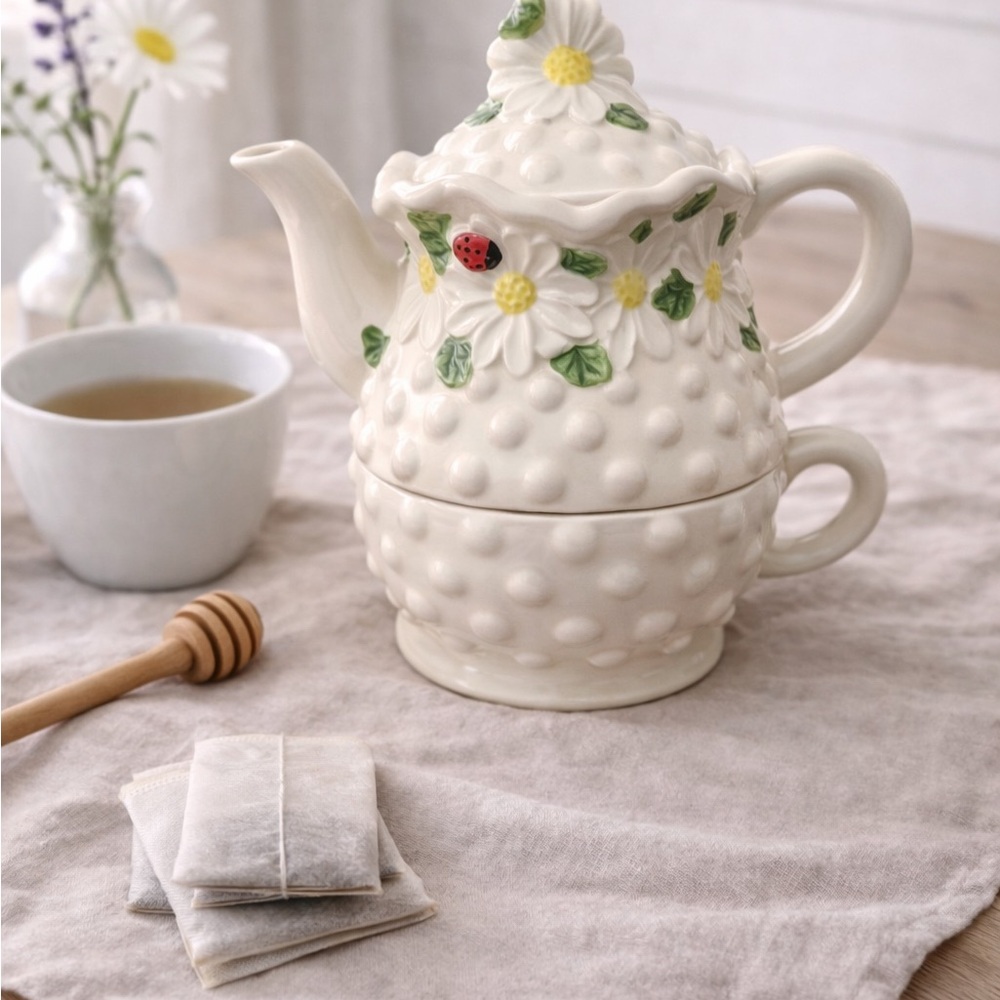 Floral Cream Teapot Set